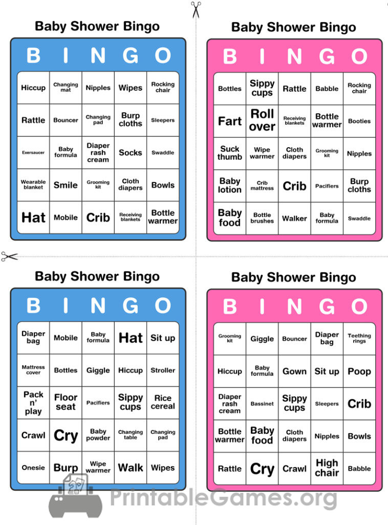 Baby Shower Bingo Free Printable Blank Cards